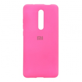 Накладка Xiaomi Mi 9T/K20 резиновая матовая Soft touch с логотипом ярко-розовая