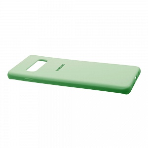 Накладка Samsung G975F/S10 Plus резиновая матовая Soft touch с логотипом зеленая