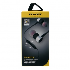 Наушники Awei ES-20TY вакуумные с микрофоном черно-серебряные