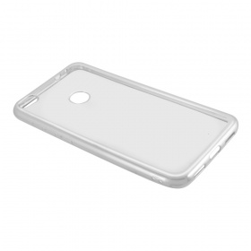 Накладка Huawei P8 Lite 2017 силиконовая прозрачная с хромированным бампером серебро