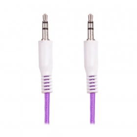 AUX кабель 3,5 на 3,5 мм силиконовый гелевый фиолетовый 1000 мм