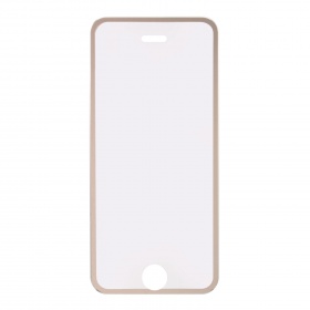 Закаленное стекло iPhone 5/5S/5C/SE с алюминиевой рамкой золото