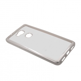 Накладка Huawei Honor 5X силиконовая прозрачная с хромированным бампером серебро