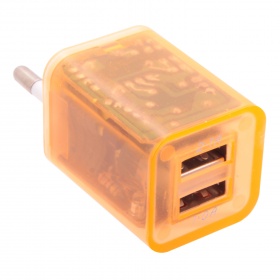СЗУ с 2 USB выходами 2,1A + 1A с подсветкой оранжевая