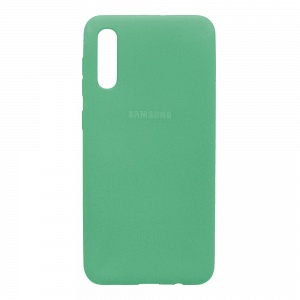 Накладка Samsung A50 2019/A50s/A30s резиновая матовая Soft touch с логотипом зеленая