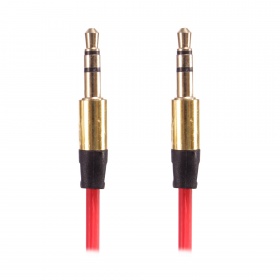 AUX кабель 3,5 на 3,5 мм метал штекер красный 1000 мм