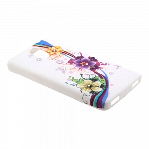 Накладка Lenovo Vibe P1m силиконовая рисунки со стразами Цветы с полосками на белом фоне