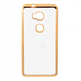 Накладка Huawei Honor 5X силиконовая прозрачная с хромированным бампером золото