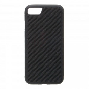 Накладка iPhone 7/8 пластиковая с резиновым бампером карбон черная