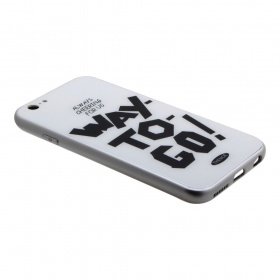 Накладка iPhone 6/6S пластиковая с резиновым бампером стеклянная Way-to-go! белая