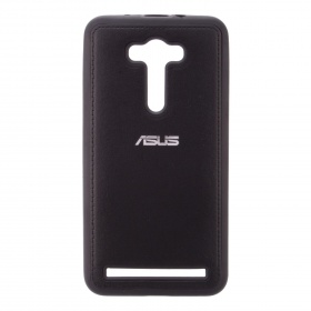 Накладка Asus Zenfone 2 laser 5,5"/ZE550KL резиновая под кожу с логотипом черная