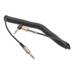 AUX кабель 3,5 на 3,5 мм Chengke AX15 витой, силиконовый, с угловым штекером, черный, 1000 мм