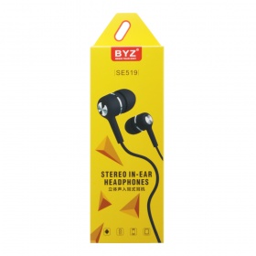 Наушники BYZ SE519 вакуумные с микрофоном, кнопкой ответа черные