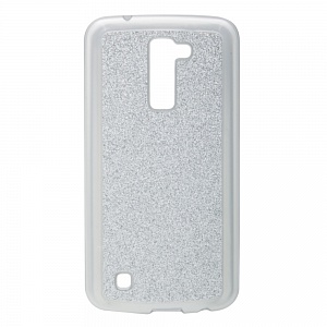 Накладка LG K10/K410 силиконовая блестки гладкая серебро