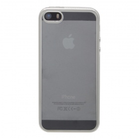 Накладка iPhone 5/5S/SE силиконовая прозрачная с хромированным бампером рельефная серебро