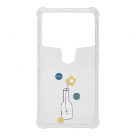 Накладка универсальная пластиковая прозрачная с силиконовым бампером 5.3-5.6'' Цветок в вазе