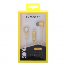 Наушники Elmcoei EV-124 вакуумные с микрофоном, кнопкой ответа желтые