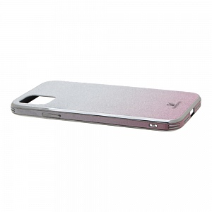 Накладка iPhone 11 Pro Max пластиковая блестящая Омбре Swarovski бело-розовая