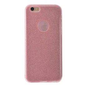 Накладка iPhone 6/6S силиконовая с пластиковой вставкой блестящая розовая