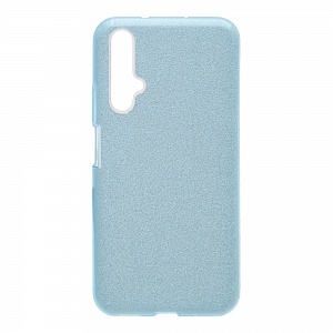 Накладка Huawei Honor 20 силиконовая с пластиковой вставкой блестящая голубая