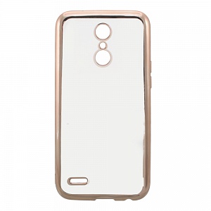 Накладка LG K10 2017/M250 силиконовая прозрачная с хромированным бампером золото