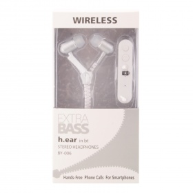 Наушники Bluetooth вакуумные BY-006 с микрофоном белые