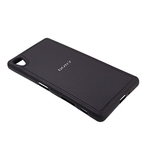 Накладка Sony X резиновая под кожу с логотипом черная 
