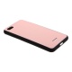 Накладка Xiaomi Redmi 6A пластиковая с резиновым бампером стеклянная розовая