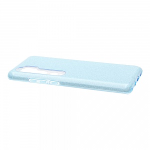 Накладка Xiaomi Mi Note 10/10 Pro силиконовая с пластиковой вставкой блестящая голубая