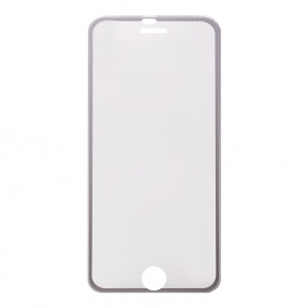 Закаленное стекло iPhone 6/6S с алюминиевой рамкой серебро