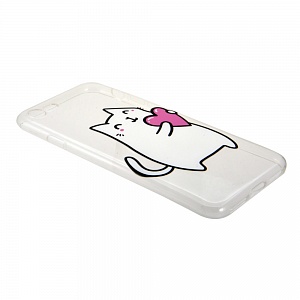 Накладка iPhone 7/8 силиконовая прозрачная рисунки Котенок с сердечком