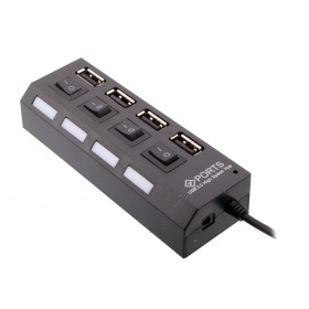 USB-хaб на 4 порта с 4 выключателями черный