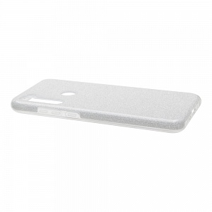 Накладка Xiaomi Redmi Note 8T силиконовая с пластиковой вставкой блестящая серебро