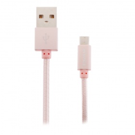 Кабель micro USB Awei CL-10 текстильный розовый 300 мм