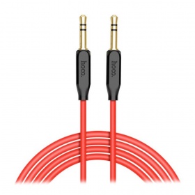 AUX кабель 3,5 на 3,5 мм Hoco UPA11, силиконовый, красный, 1000 мм