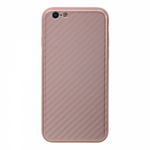 Накладка iPhone 6/6S силиконовая с металл вставкой карбон розовая