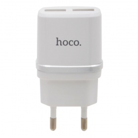 СЗУ с 2 USB 2,4A + кабель Lightning 8-pin Hoco C12 белый