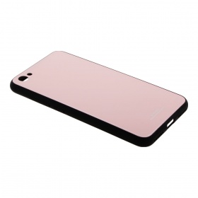Накладка Xiaomi Redmi Note 5A пластиковая с резиновым бампером стеклянная розовая