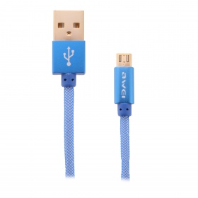 Кабель micro USB Awei CL-920 в капроне синий 1000 мм
