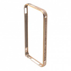Бампер на iPhone 4/4G/4S металлический со стразами золото