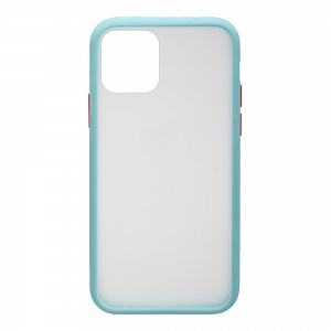 Накладка iPhone 11 Pro пластиковая матовая прозрачная стенка с бирюзовым бампером