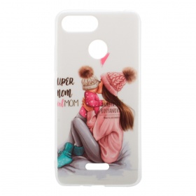 Накладка Xiaomi Redmi 6 силиконовая рисунки Super mom #girl mom