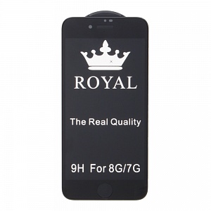 Закаленное стекло iPhone 7/8 3D черное 9H Royal в тех.пакете