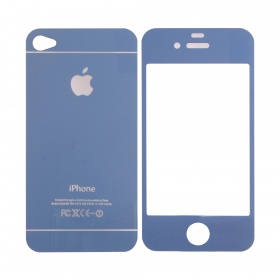 Закаленное стекло iPhone 4/4S двуст зеркальное синее
