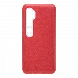 Накладка Xiaomi Mi Note 10/10 Pro силиконовая с пластиковой вставкой блестящая красная