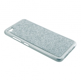 Накладка Lenovo S90 силиконовая блестки гладкая серебро