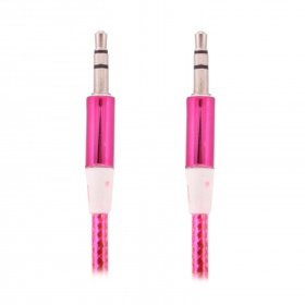AUX кабель 3,5 на 3,5 мм силиконовый блестки розовый 1000 мм