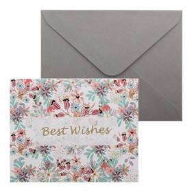 Открытка AY-20 Best wishes с конвертом Разноцветные цветы 105x135 мм