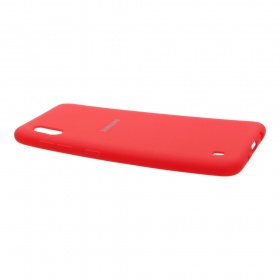 Накладка Samsung A10 2019/A105F резиновая матовая Soft touch с логотипом красная