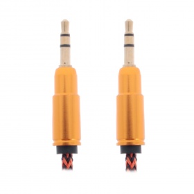 AUX кабель 3,5 на 3,5 мм текстильный метал штекер трос оранжевый 1000 мм